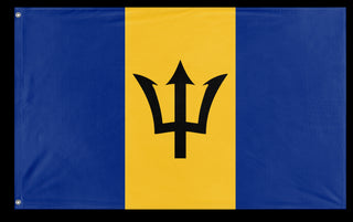 A mockup of the custom flag 'Flag of Barbados flag' on a white background
