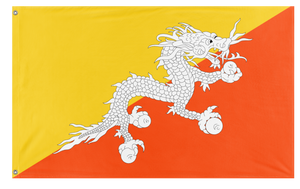 A mockup of the custom flag 'Flag of Bhutan flag' on a white background