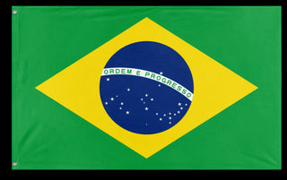 A mockup of the custom flag 'Flag of Brazil flag' on a white background