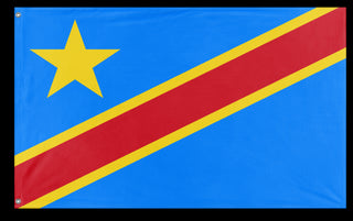 A mockup of the custom flag 'Flag of Democratic Republic of the Congo flag' on a white background