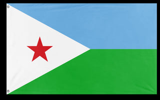 A mockup of the custom flag 'Flag of Djibouti flag' on a white background