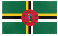 A mockup of the custom flag 'Flag of Dominica flag' on a white background
