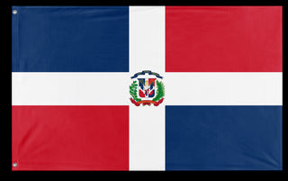 A mockup of the custom flag 'Flag of Dominican Republic flag' on a white background
