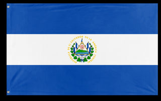 A mockup of the custom flag 'Flag of El Salvador flag' on a white background