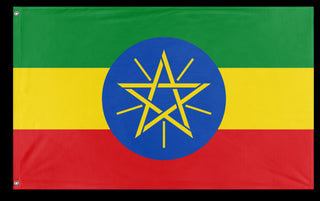 A mockup of the custom flag 'Flag of Ethiopia flag' on a white background