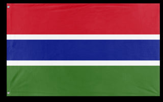 A mockup of the custom flag 'Flag of Gambia flag' on a white background