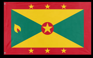A mockup of the custom flag 'Flag of Grenada flag' on a white background