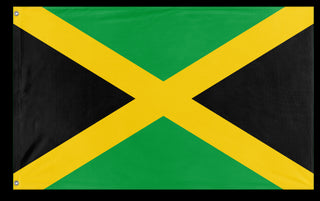 A mockup of the custom flag 'Flag of Jamaica flag' on a white background