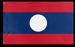 A mockup of the custom flag 'Flag of Laos flag' on a white background