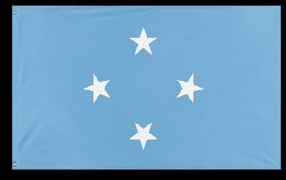 A mockup of the custom flag 'Flag of Micronesia flag' on a white background