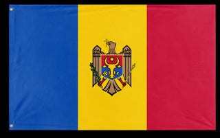 A mockup of the custom flag 'Flag of Moldova flag' on a white background