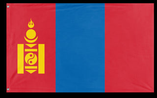 A mockup of the custom flag 'Flag of Mongolia flag' on a white background