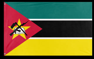 A mockup of the custom flag 'Flag of Mozambique flag' on a white background