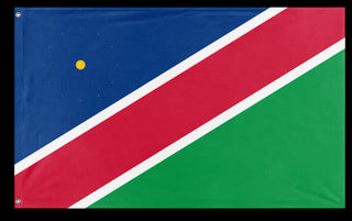 A mockup of the custom flag 'Flag of Namibia flag' on a white background