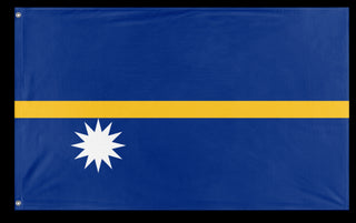 A mockup of the custom flag 'Flag of Nauru flag' on a white background
