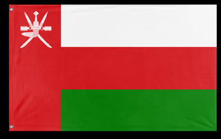 A mockup of the custom flag 'Flag of Oman flag' on a white background