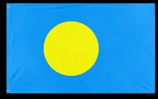 A mockup of the custom flag 'Flag of Palau flag' on a white background