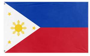 A mockup of the custom flag 'Flag of Philippines flag' on a white background