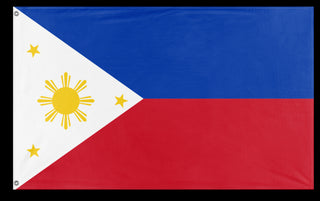 A mockup of the custom flag 'Flag of Philippines flag' on a white background