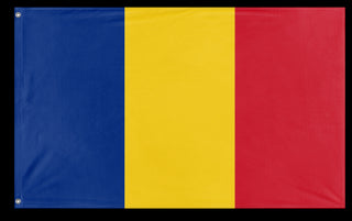 A mockup of the custom flag 'Flag of Romania flag' on a white background