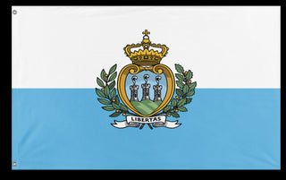 A mockup of the custom flag 'Flag of San Marino flag' on a white background