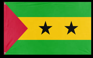 A mockup of the custom flag 'Flag of Sao Tome and Principe flag' on a white background
