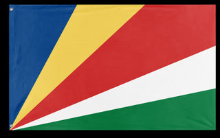 A mockup of the custom flag 'Flag of Seychelles flag' on a white background