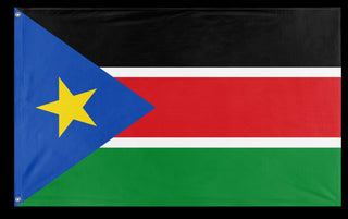 A mockup of the custom flag 'Flag of South Sudan flag' on a white background