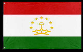 A mockup of the custom flag 'Flag of Tajikistan flag' on a white background