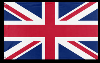 A mockup of the custom flag 'Flag of United Kingdom flag' on a white background