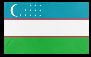 A mockup of the custom flag 'Flag of Uzbekistan flag' on a white background