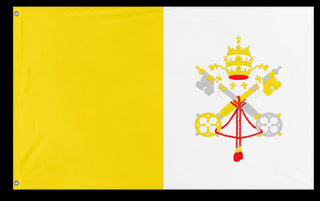 A mockup of the custom flag 'Flag of Vatican City flag' on a white background