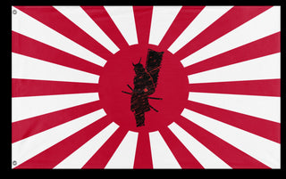 A mockup of the custom flag 'Samurai Flag' on a white background