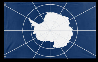 A mockup of the custom flag 'Antarctica Flag' on a white background