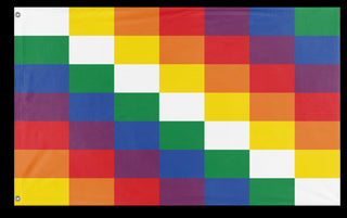 A mockup of the custom flag 'Indigenous People of South America Flag' on a white background