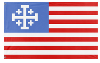 A mockup of the custom flag 'United States flag with Templar Cross flag' on a white background