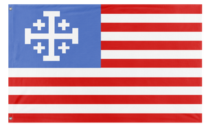 A mockup of the custom flag 'United States flag with Templar Cross flag' on a white background
