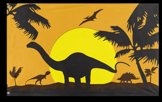 A mockup of the custom flag 'Dinosaur Flag' on a white background