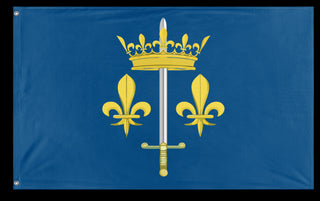 A mockup of the custom flag 'Joan of Arc Flag' on a white background