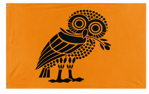 A mockup of the custom flag 'Ancient Athens Flag' on a white background