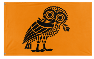 A mockup of the custom flag 'Ancient Athens Flag' on a white background