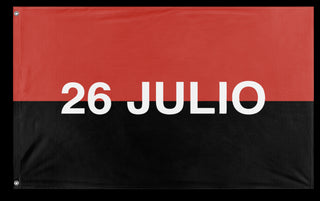 A mockup of the custom flag '26th of July Movement Flag' on a white background