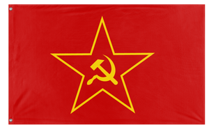 A mockup of the custom flag 'Hammer and Sickle Falag flag' on a white background