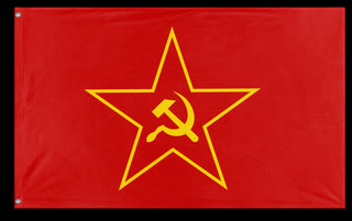 A mockup of the custom flag 'Hammer and Sickle Falag flag' on a white background