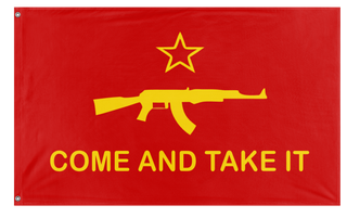 A mockup of the custom flag 'Socialist Rifle Association Flag' on a white background