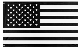 A mockup of the custom flag 'Black United States Flag' on a white background