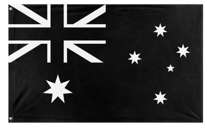 A mockup of the custom flag 'Black Australia Flag' on a white background