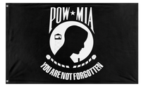 A mockup of the custom flag 'POW-MIA Flag' on a white background