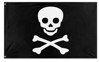 A mockup of the custom flag 'Jolly Roger Flag' on a white background