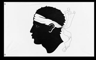 A mockup of the custom flag 'Corsica Flag' on a white background